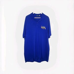 POLO RALPH LAUREN Men's Big And Tall Mesh Triple Pony Polo Shirt Royal‎ Blue 2XB